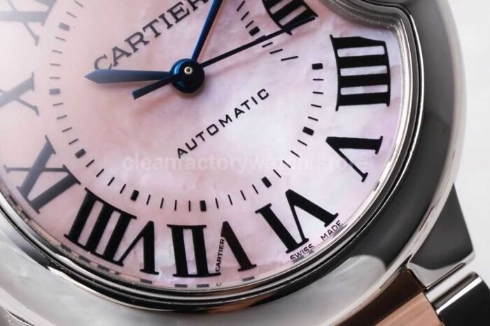 AF Factory Cartier Ballon Bleu W6920098 33mm Half Rose Gold Roman Numerals Mother Of Pearl Dia Super Clone Watch,Clean Factory Watch