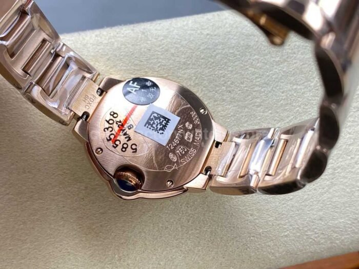 AF Factory Cartier Ballon Bleu WE902025 28mm Full Rose Gold Roman Numerals&Diamond Silver Dial - Image 8