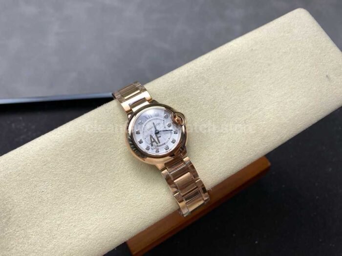 AF Factory Cartier Ballon Bleu WE902025 28mm Full Rose Gold Roman Numerals&Diamond Silver Dial - Image 4