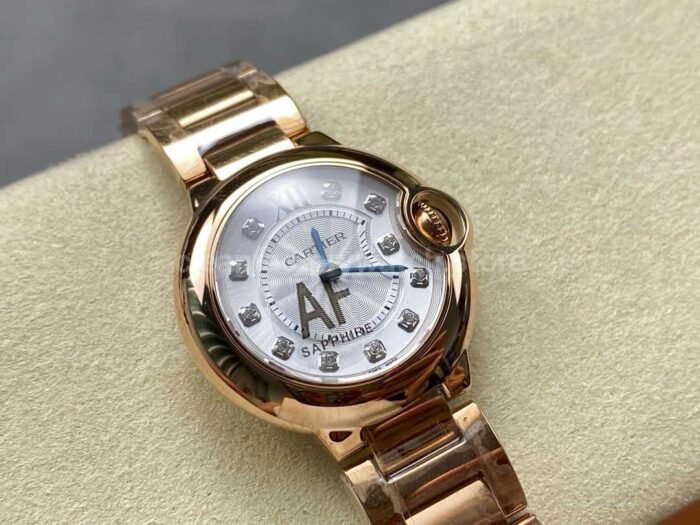 AF Factory Cartier Ballon Bleu WE902025 28mm Full Rose Gold Roman Numerals&Diamond Silver Dial - Image 2