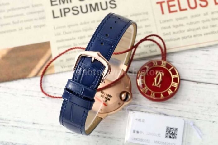 AF Factory Cartier Ballon Bleu WGBB0052 33mm Rose Gold  Leather Strap Diamond&Roman Numerals Silver Dial - Image 9