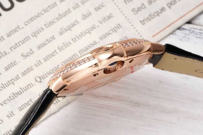 AF Factory Cartier Ballon Bleu WJBB0033 33mm Diamond Bezel Rose Gold Leather Str 3 Super Clone Watch,Clean Factory Watch