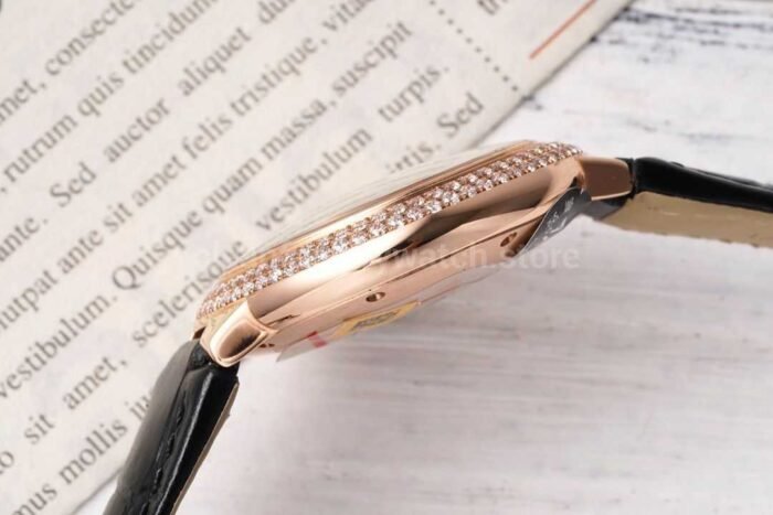 AF Factory Cartier Ballon Bleu WJBB0033 33mm Diamond Bezel Rose Gold Leather Str 4 Super Clone Watch,Clean Factory Watch
