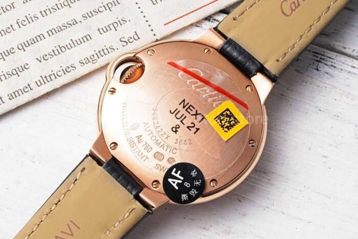 AF Factory Cartier Ballon Bleu WJBB0033 33mm Diamond Bezel Rose Gold Leather Str 6 Super Clone Watch,Clean Factory Watch