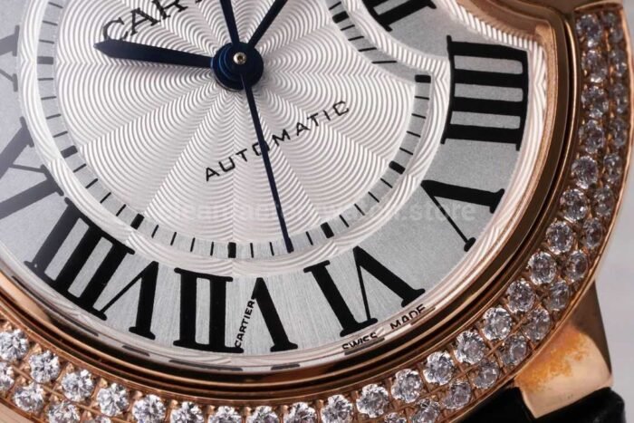 AF Factory Cartier Ballon Bleu WJBB0033 33mm Diamond Bezel Rose Gold Leather Str 7 Super Clone Watch,Clean Factory Watch