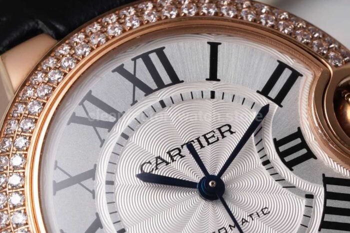 AF Factory Cartier Ballon Bleu WJBB0033 33mm Diamond Bezel Rose Gold Leather Str 9 Super Clone Watch,Clean Factory Watch