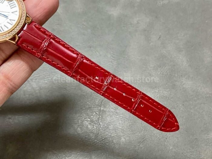 AF Factory Cartier Ballon Bleu WJBB0033 33mm Diamond Bezel Rose Gold Red Lea 4 Super Clone Watch,Clean Factory Watch
