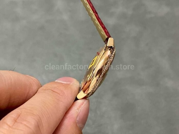 AF Factory Cartier Ballon Bleu WJBB0033 33mm Diamond Bezel Rose Gold Red Lea 7 Super Clone Watch,Clean Factory Watch