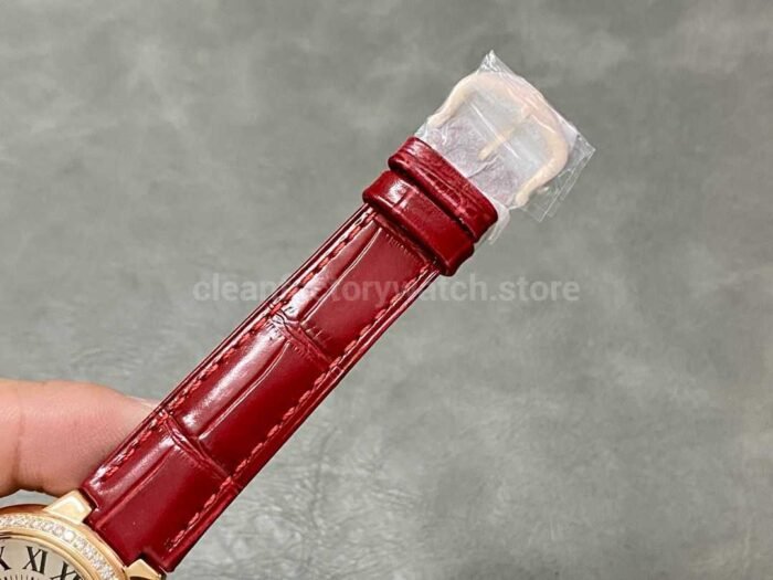 AF Factory Cartier Ballon Bleu WJBB0033 33mm Diamond Bezel Rose Gold Red Lea 8 Super Clone Watch,Clean Factory Watch