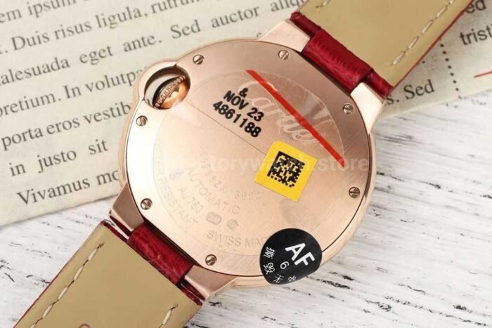 AF Factory Cartier Ballon Bleu WJBB0080 33mm Diamond Bezel Rose Gold Lea 4 Super Clone Watch,Clean Factory Watch