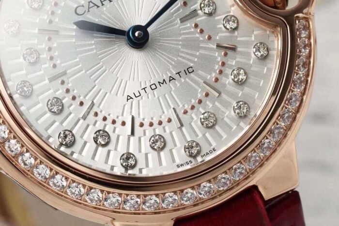 AF Factory Cartier Ballon Bleu WJBB0080 33mm Diamond Bezel Rose Gold Lea 7 Super Clone Watch,Clean Factory Watch