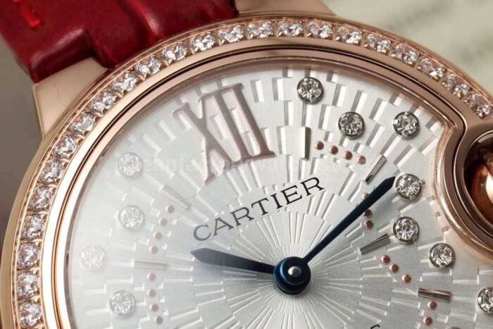 AF Factory Cartier Ballon Bleu WJBB0080 33mm Diamond Bezel Rose Gold Lea Super Clone Watch,Clean Factory Watch