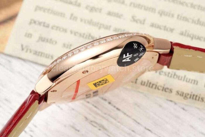 AF Factory Cartier Ballon Bleu WJBB0080 33mm Diamond Bezel Rose Gold Lea 9 Super Clone Watch,Clean Factory Watch
