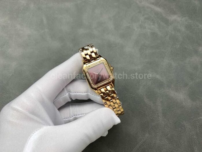 AF Factory Cartier Panthère 27mm Diamond Bezel Full Rose Gold Red Dial - Image 4