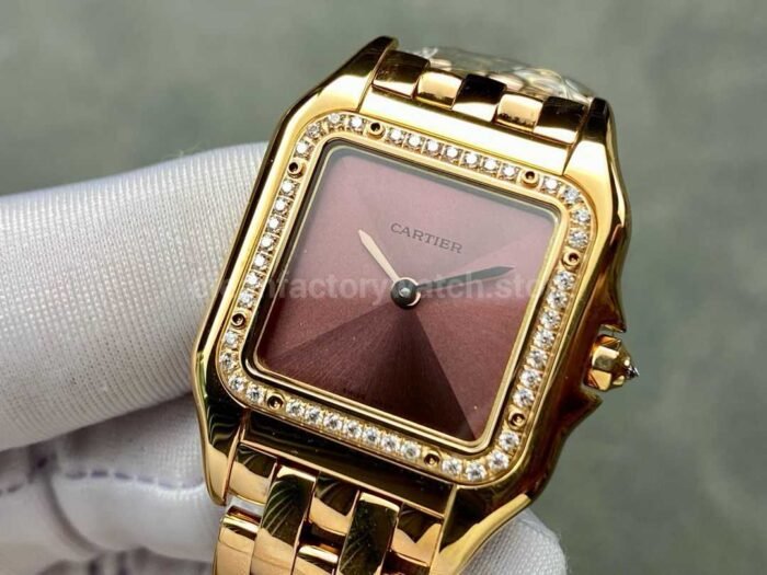 AF Factory Cartier Panthère 27mm Diamond Bezel Full Rose Gold Red Dial - Image 3