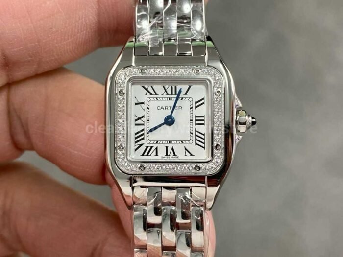 AF Factory Cartier Panthere W4PN0007 22mm Diamond Bezel Full Steel Roman Numerals Silver Dial 8 Super Clone Watch,Clean Factory Watch