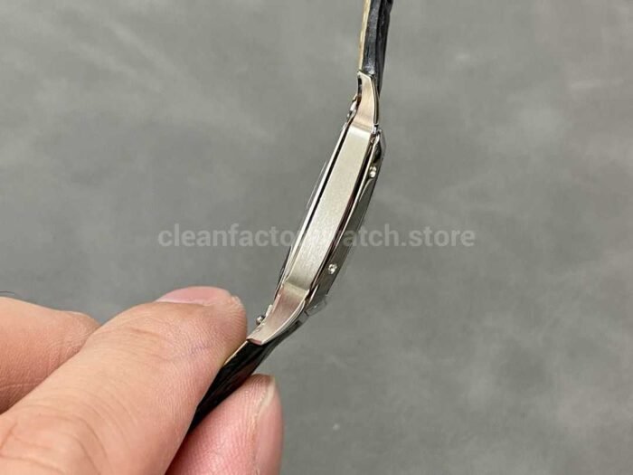 AF Factory Cartier Santos Dumont 27.5mm Rose gold Leather Strap Silver Dial 4 Super Clone Watch,Clean Factory Watch