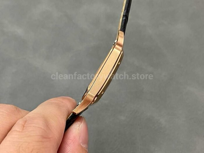 AF Factory Cartier Santos Dumont 31.4mm Rose gold Leather Strap Silver Dial 3 Super Clone Watch,Clean Factory Watch