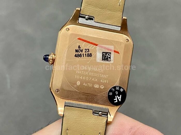 AF Factory Cartier Santos Dumont 31.4mm Rose gold Leather Strap Silver Dial 6 Super Clone Watch,Clean Factory Watch