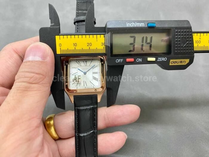 AF Factory Cartier Santos Dumont 31.4mm Rose gold Leather Strap Silver Dial 7 Super Clone Watch,Clean Factory Watch