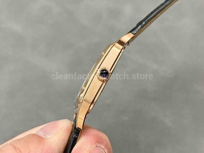 AF Factory Cartier Santos Dumont 31.4mm Rose gold Leather Strap Silver Dial 9 Super Clone Watch,Clean Factory Watch