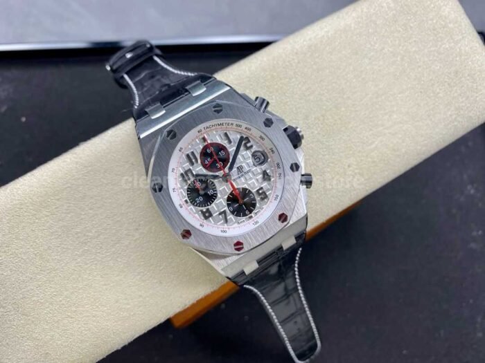 APF Factory Audemars Piguet Royal Oak Offshore Chronograph 26170ST.OO.D101CR.02 42mm Steel Leather Strap Arabic Numerals Silver Dial - Image 4