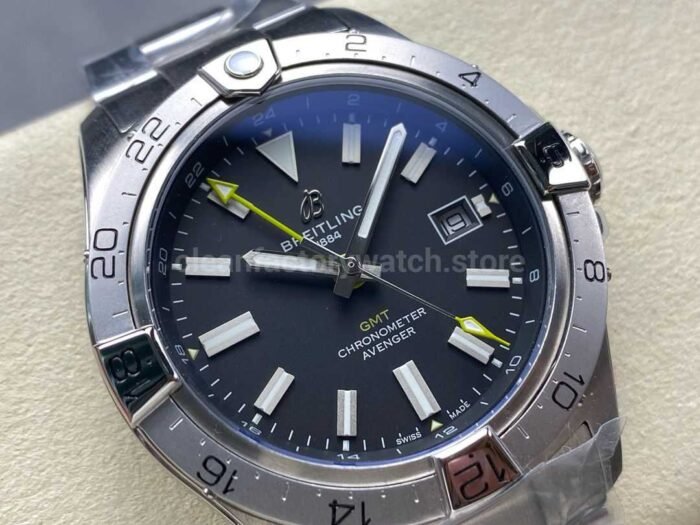 BLS Factory Breitling Avenger A323201A1B1X1 44mm Full Steel Yellow GMT Needle Black Dial 4 Super Clone Watch,Clean Factory Watch