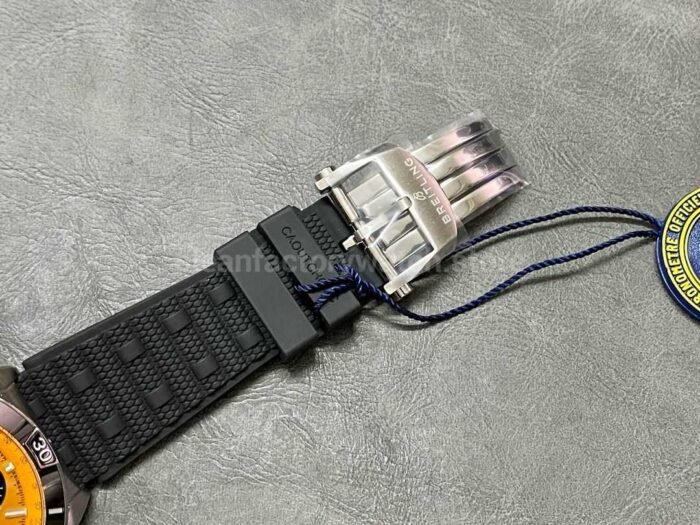 BLS Factory Breitling Chronomat 44mm Steel Rubber Strap Black Eye Orange Dial 3 Super Clone Watch,Clean Factory Watch