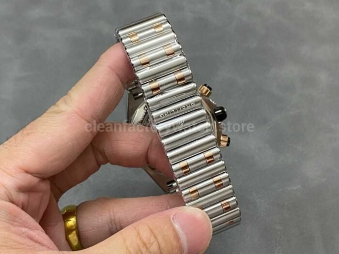 BLS Factory Breitling Chronomat B01 44mm Rose GoldSteel Ceramics Bezel Black Dial 2 Super Clone Watch,Clean Factory Watch