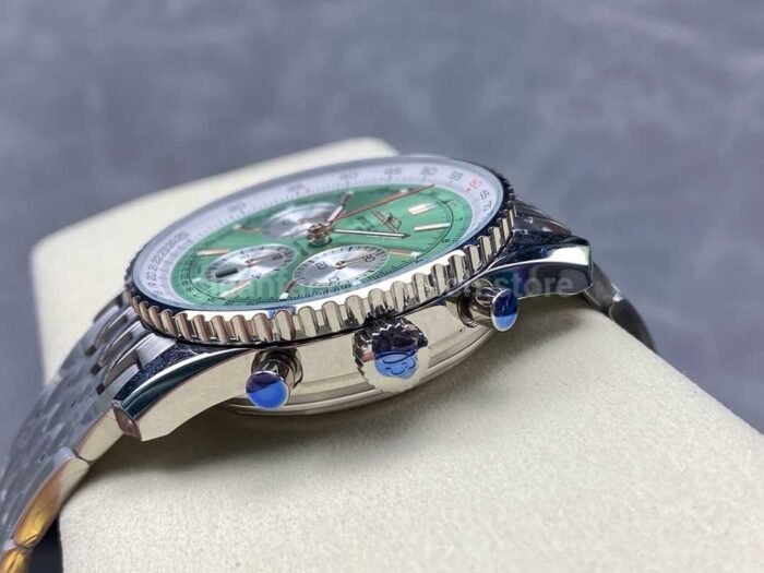 BLS Factory Breitling Navitimer B01 Chronograph 43mm Full Steel Light Green Dial 8 Super Clone Watch,Clean Factory Watch
