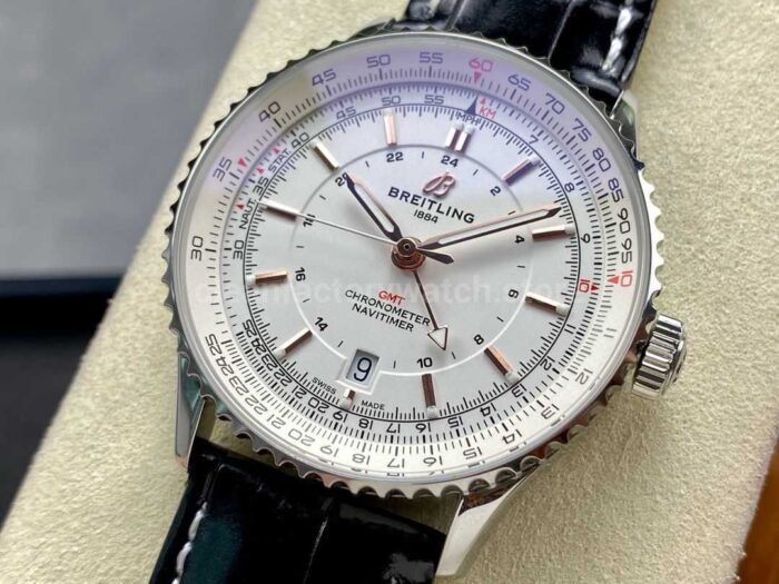 BLS Factory Breitling Navitimer GMT A32310211G1P1 41mm Steel Leather Strap Silver Dial 6 Super Clone Watch,Clean Factory Watch