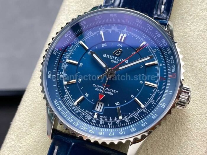 BLS Factory Breitling Navitimer GMT A32310251B1A1 41mm Steel Leather Strap Blue Dial 1 Super Clone Watch,Clean Factory Watch