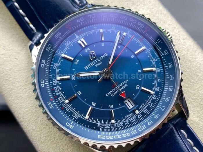 BLS Factory Breitling Navitimer GMT A32310251B1A1 41mm Steel Leather Strap Blue Dial 4 Super Clone Watch,Clean Factory Watch