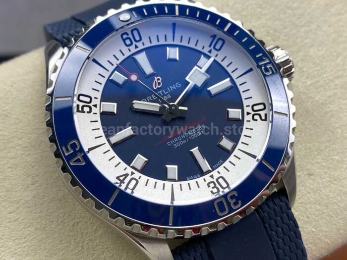 BLS Factory Breitling Superocean A17375E71C1S1 42mm Steel Blue Rubber Strap Blue Dial 1 Super Clone Watch,Clean Factory Watch