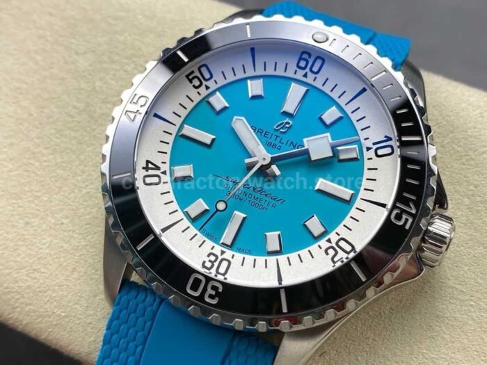 BLS Factory Breitling Superocean A17376211L2S1 44mm Steel Blue Rubber Strap Blue Dial 2 Super Clone Watch,Clean Factory Watch