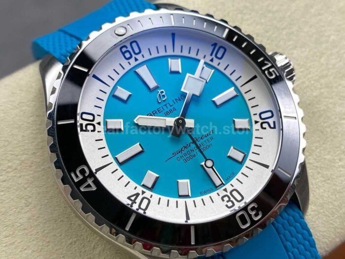BLS Factory Breitling Superocean A17376211L2S1 44mm Steel Blue Rubber Strap Blue Dial 4 Super Clone Watch,Clean Factory Watch