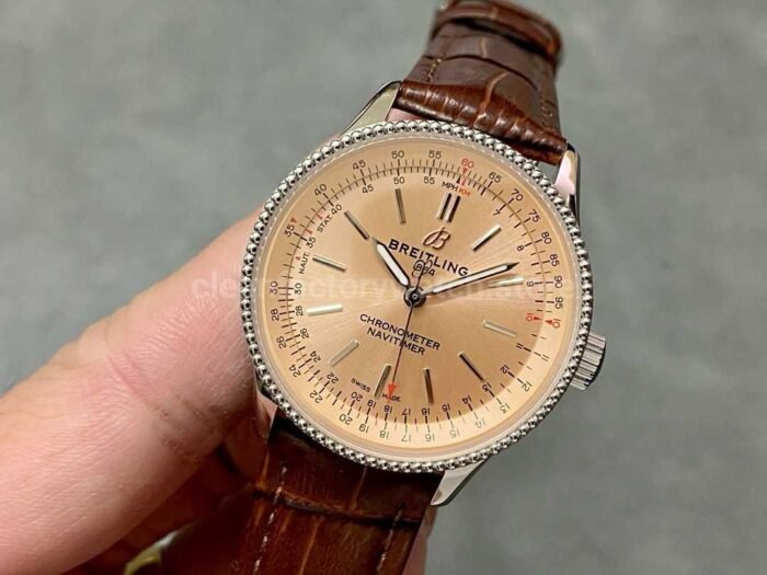 BLS Factory Breitling Womens Navitimer A17395201K1P2 35mm Steel Leather Strap Champagne Dial 3 Super Clone Watch,Clean Factory Watch