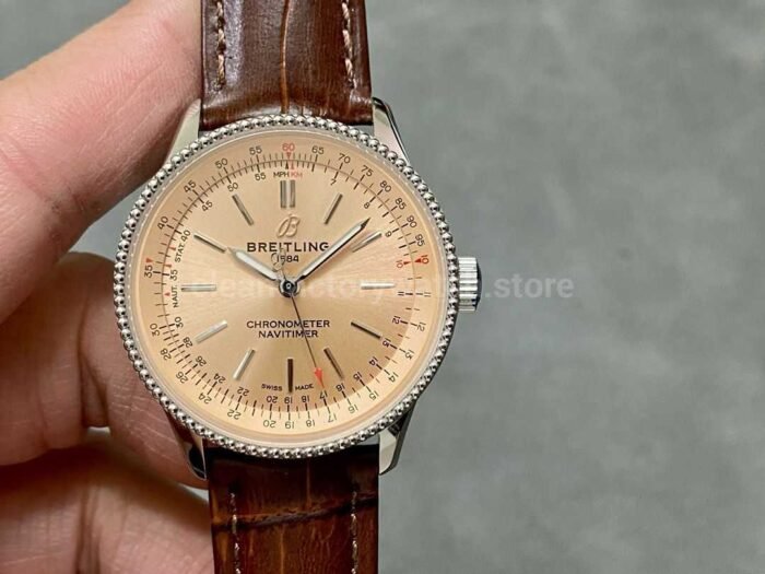 BLS Factory Breitling Womens Navitimer A17395201K1P2 35mm Steel Leather Strap Champagne Dial 4 Super Clone Watch,Clean Factory Watch