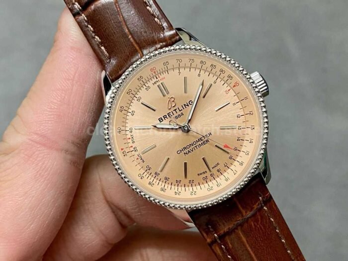 BLS Factory Breitling Womens Navitimer A17395201K1P2 35mm Steel Leather Strap Champagne Dial 5 Super Clone Watch,Clean Factory Watch