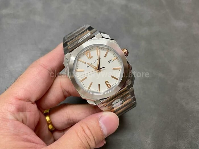 BV Factory Bvlgari Octo Finissimo 40mm Rose GoldSteel White Dial 2 Super Clone Watch,Clean Factory Watch