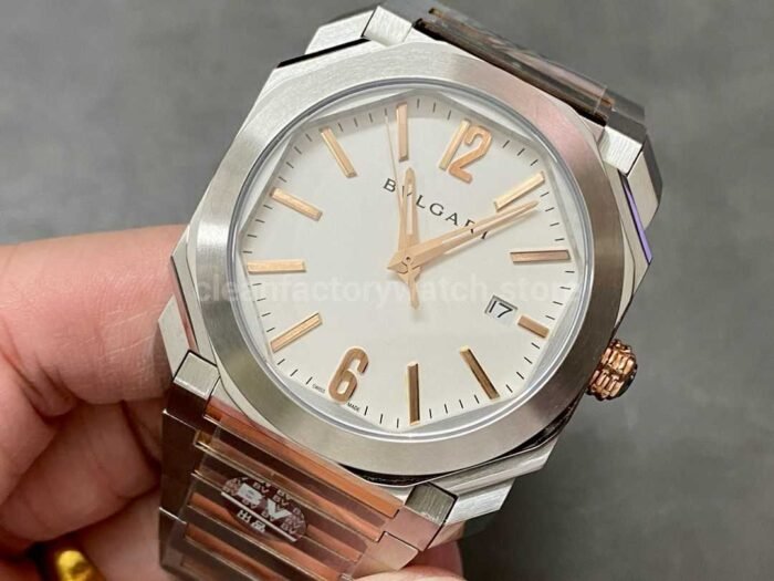 BV Factory Bvlgari Octo Finissimo 40mm Rose GoldSteel White Dial 7 Super Clone Watch,Clean Factory Watch