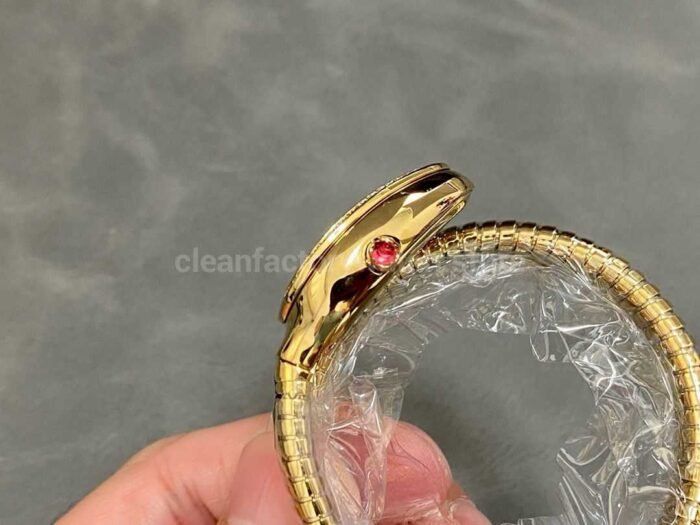BV Factory Bvlgari Quartz Serpenti 102984 35mm Full Gold Roman Numerals Blue solid Dial 2 Super Clone Watch,Clean Factory Watch