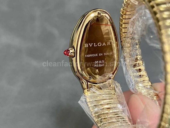 BV Factory Bvlgari Quartz Serpenti 102984 35mm Full Gold Roman Numerals Blue solid Dial 8 Super Clone Watch,Clean Factory Watch