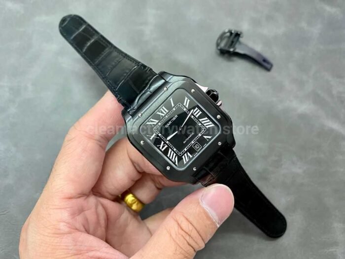 BV Factory Cartier Santos WSSA0039 39.8mm Full Black Steel Black Dial - Image 4