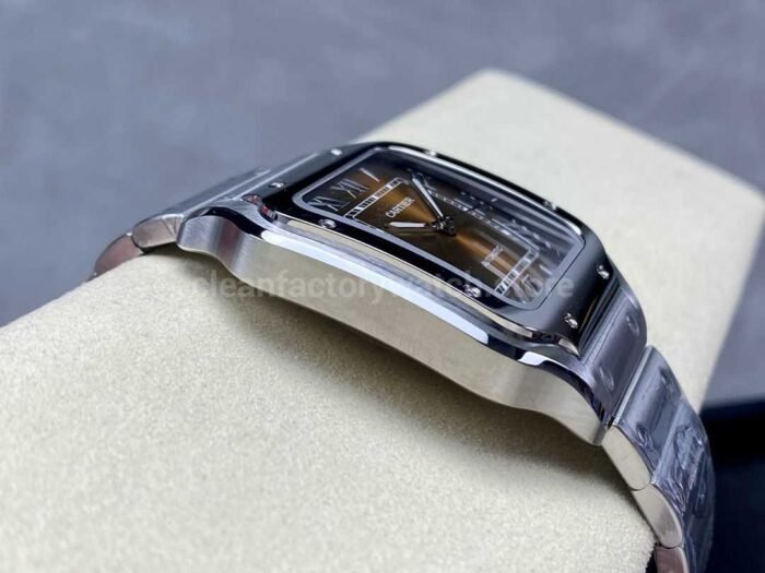 BV Factory Cartier Santos WSSA0064 39.8mm Full Steel Roman Numerals Orange Dial 2 Super Clone Watch,Clean Factory Watch