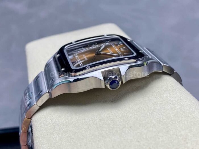 BV Factory Cartier Santos WSSA0064 39.8mm Full Steel Roman Numerals Orange Dial 3 Super Clone Watch,Clean Factory Watch