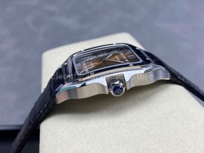 BV Factory Cartier Santos WSSA0064 39.8mm Steel Leather Strap Roman Numerals Orange Dial - Image 6