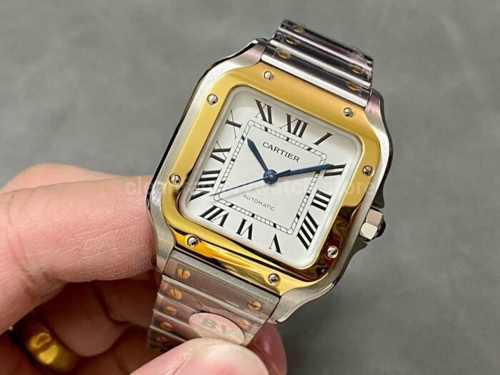 BV Factory Women's Cartier Santos W2SA0007 35.1mm Gold Steel Roman Numerals White Dial - Image 3