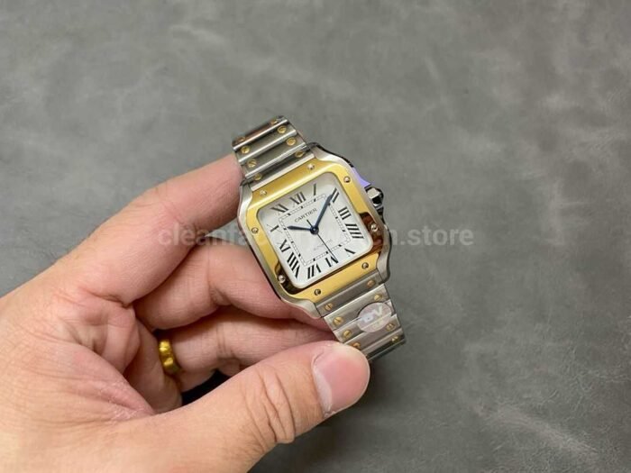 BV Factory Women's Cartier Santos W2SA0007 35.1mm Gold Steel Roman Numerals White Dial - Image 4