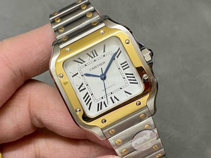 BV Factory Women's Cartier Santos W2SA0007 35.1mm Gold Steel Roman Numerals White Dial - Image 2